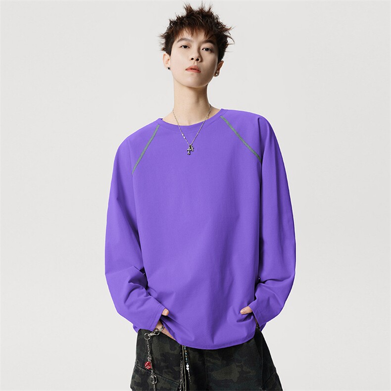 春季长袖T恤男圆领休闲宽松男士打底衫个性潮流体恤A266-T601-P22图片