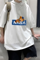 LD54247-P45NASA连帽短袖t恤男大码胖子带帽五分袖中袖，男装T恤，电商A040
