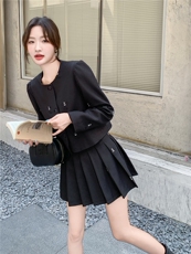 主推现货-2025年秋季新款气质小香风套装百褶裙两件套女，女装套装/套裙，霓裳依族