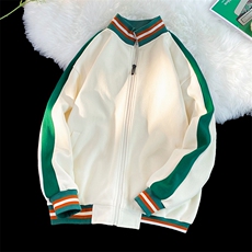 新款棒球服罗纹拼接百搭港风针织外套WT3406-P55控88，男装夹克，星座717