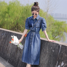 大量现货！2024夏季新款女装韩版时尚显瘦中长款刺绣牛仔连衣裙，女装连衣裙，慧尚依恋
