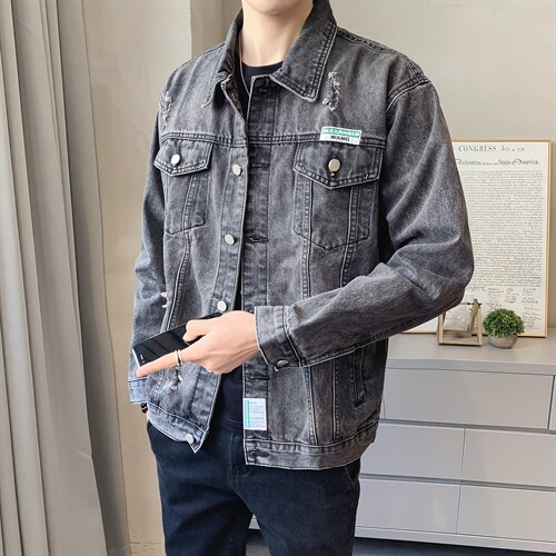 JK820-p90-限价138现货店主风牛仔夹克肥仔量足破洞印花大码，男装夹克，星座103A