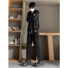 刺绣亚麻九分裤男纯棉大码宽松休闲新中式透气棉麻裤MK602-特P18，男装休闲裤，星座1505