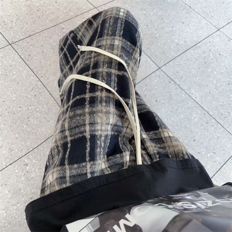 小香风格子裤男生百搭长裤直筒宽松vibe高街潮牌裤子AK923-P45,男装休闲裤,星座1008
