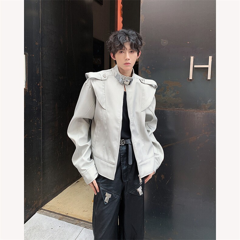 现货！24秋冬男士小飞袖短款金属扣酷帅夹克外套JK45-P128,男装夹克,电商B288