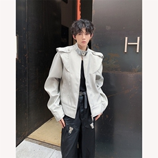现货！24秋冬男士小飞袖短款金属扣酷帅夹克外套JK45-P128，男装夹克，电商B288