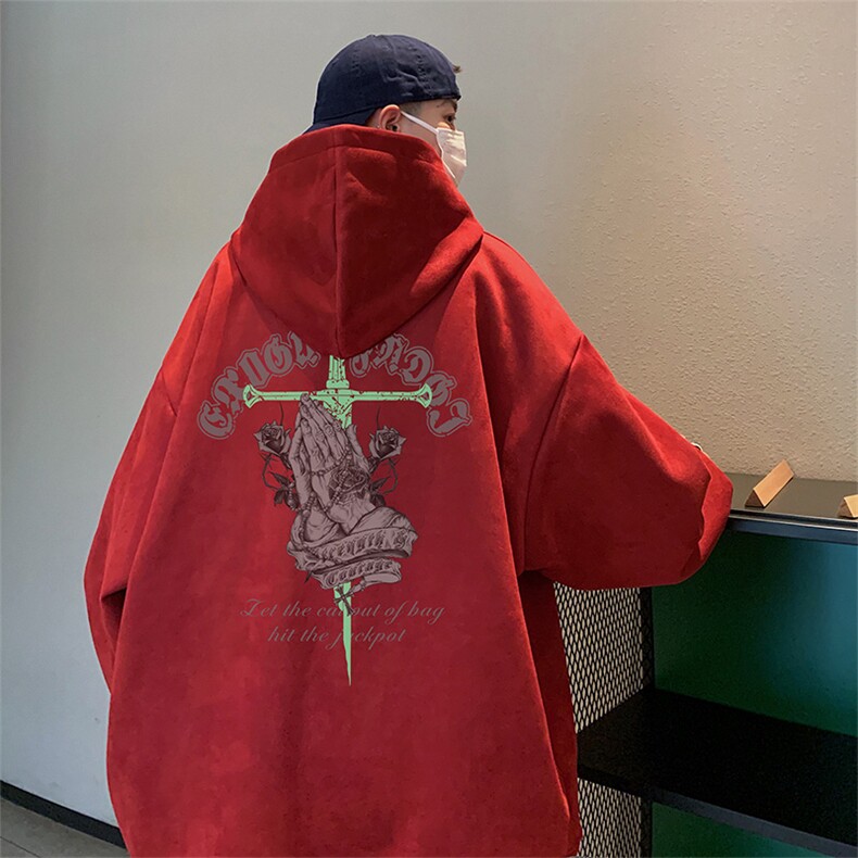 已注册抖音直播得物高品质麂皮绒宽松男连帽卫衣外套W7006P55控79图片