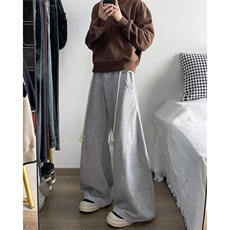 美式解构抽绳阔腿弯刀裤男小众设计感垂感宽松休闲卫裤情侣长裤子，男装休闲裤，星座601-1