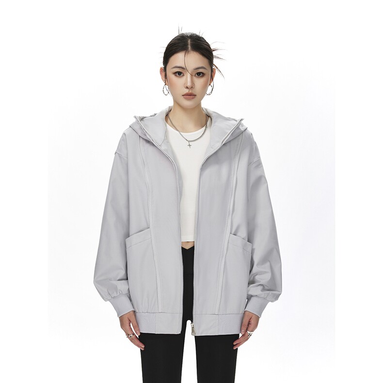 可二开拉链装饰解构大码M-5XL夹克女聚酯纤维JK78092P69控108图片