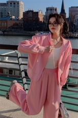2024早春穿搭整套粉色卫衣休闲运动套装女减龄洋气阔腿裤两件套，女装套装/套裙，千千佰惠