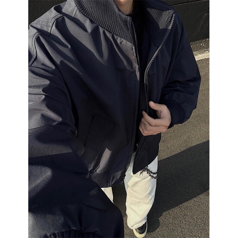 现货26春装美拉德立领飞行夹克纯色复古廓形高街棒球服外套,男装夹克,电商A486