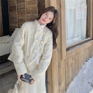 新中式国风刺绣羽绒服女2025年冬季新款温柔风甜美减龄白鸭绒外套图片