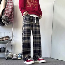 秋冬港风直筒呢子加绒加厚格子阔腿休闲长裤C408K9623P45，男装卫衣，电商C408(原B339-1)