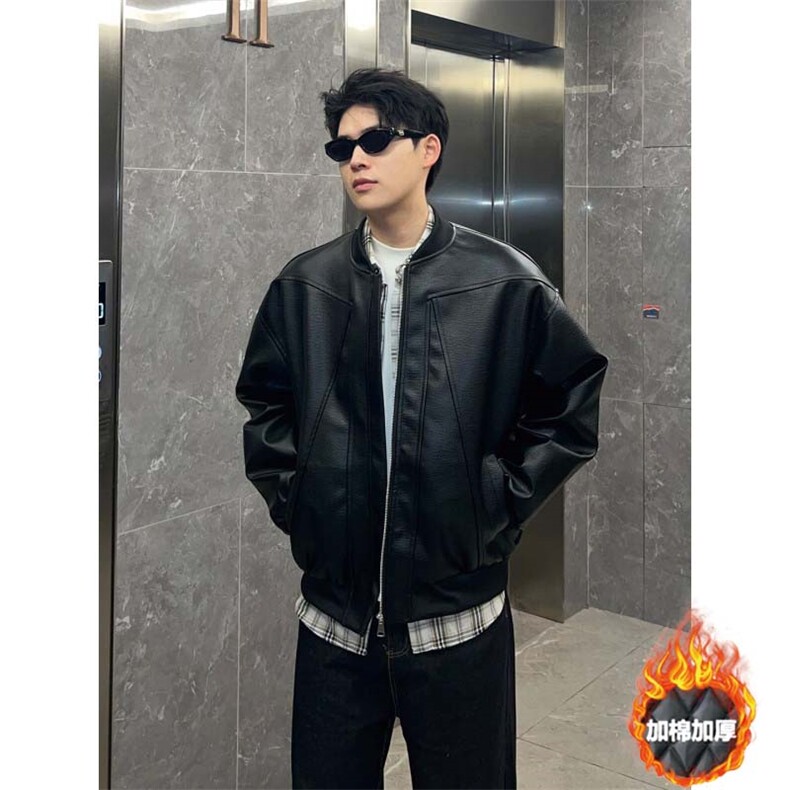 现货 加厚棉衣美式潮流皮夹克外套男短款机车棉服皮衣 特P80图片