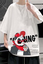 YT26218-P30亚短袖t恤男大码五分袖男宽松七分袖港风模特，男装T恤，电商A040