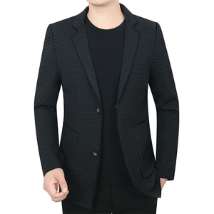 西服潮流中年男士针织开衫上衣服2023春秋新款时尚休闲夹克男装图片