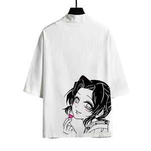 HF59153-P40风汉服男开衫外套七分袖道袍 网格挂拍图片
