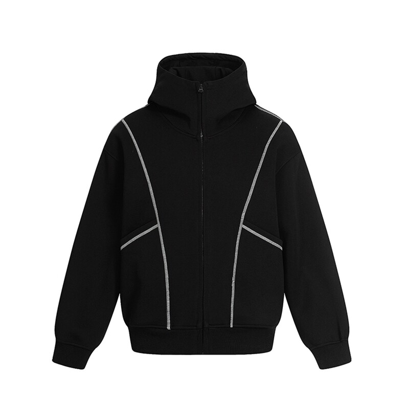 抖音得物高品质秋冬美式高街重磅结构辑明线纹理连帽卫衣外套W111，女装短外套，电商A486-1