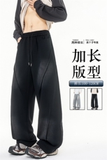 190加长版高个子休闲裤男春秋宽松慵懒115cm水洗做旧卫裤KZ078P60，男装休闲裤，电商B312