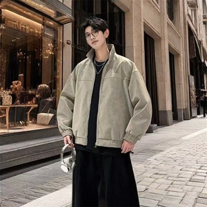 878-P72 PU皮夹克立领新款美式复古外套扎染休闲痞帅春季皮夹克图片