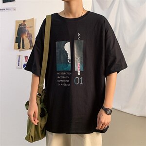 ！2021春夏纯棉男士短袖T恤宽松百搭潮流半袖体恤T215P25图片