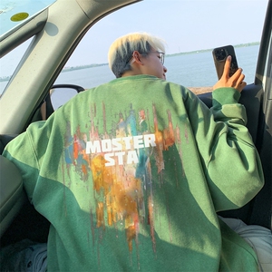 美式潮牌重磅水洗做旧圆领卫衣力推大码男XZ517A-BK15552-P58图片
