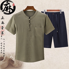 主推款 大货新款夏男款中老年风亚麻套装短袖T恤棉麻短裤套装,男装牛仔裤,钱塘723,钱塘大厦 主推款 大货新款夏男款中老年风亚麻套装短袖T恤棉麻短裤套装,男装牛仔裤,钱塘723,钱塘大厦