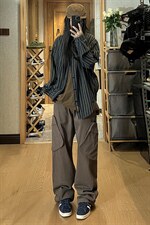 2026秋季新款荷包袋拼接工装裤女模XZ604-KG38-P55控68，男装工装外套，星座604