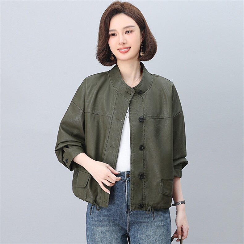皮外套女春秋2025新款高级感休闲宽松洋气减龄中年妈妈短款皮夹克,女装皮衣,忆绮罗