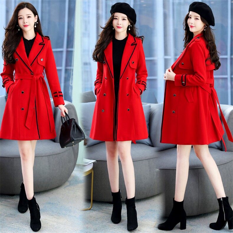 现货冬季简约时尚优雅减龄小香风大衣加厚保暖长款西装外套送腰带，女装毛呢外套，丽美静依
