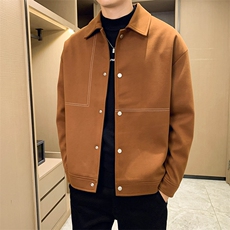 男新款呢子大衣秋冬妮子毛呢拼色宽松夹克外套A236-JK-5037-P135，男装夹克，电商A236