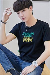 小宝6117男士短袖夏季圆领t恤韩版夏天纯棉半袖男装潮流帅气图片
