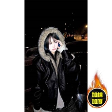 现货冬季美式潮牌痞帅PU皮机车服棉衣毛毛绒狼王座山雕皮棉服，男装棉衣，电商A486-1