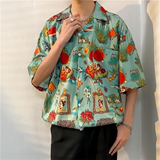 夏季五分袖潮牌宽松垂感面料男式痞帅衬衫男百搭防晒服外套夹克，男装衬衫，星座301D-5(原星座1415）