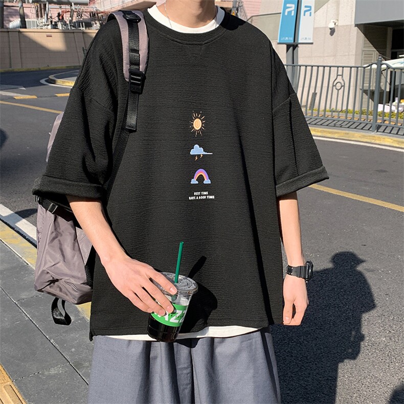Q11141-P30春夏季七分袖t恤男大码五分袖男短袖中袖,男装T恤,电商A040