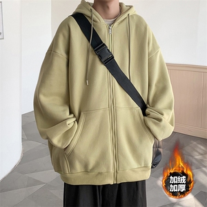 开衫连帽卫衣加绒男韩版潮流2025秋冬宽松外套23XW99501J-特批40图片
