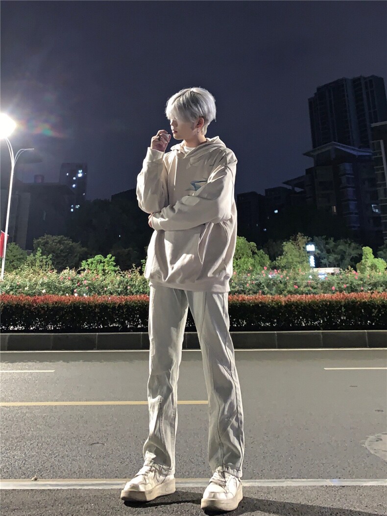 美式高街vibe拼接黄泥牛仔裤修身直筒裤XZ310A-4-NZ27控78,男装牛仔裤,星座310A-4