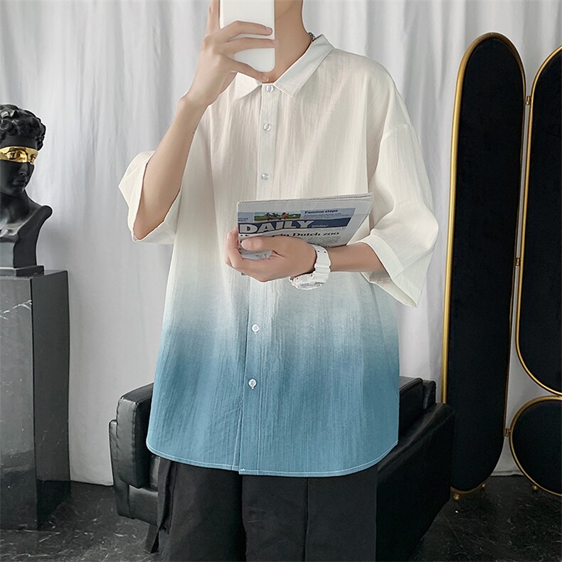 新款渐变色翻领衬衫青少年百搭款CS3301-P40,男装衬衫,星座717