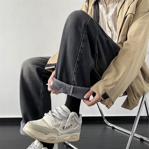 美式复古加绒加厚牛仔裤秋冬季潮流宽松阔腿XZ225-3-CK04-P60控85