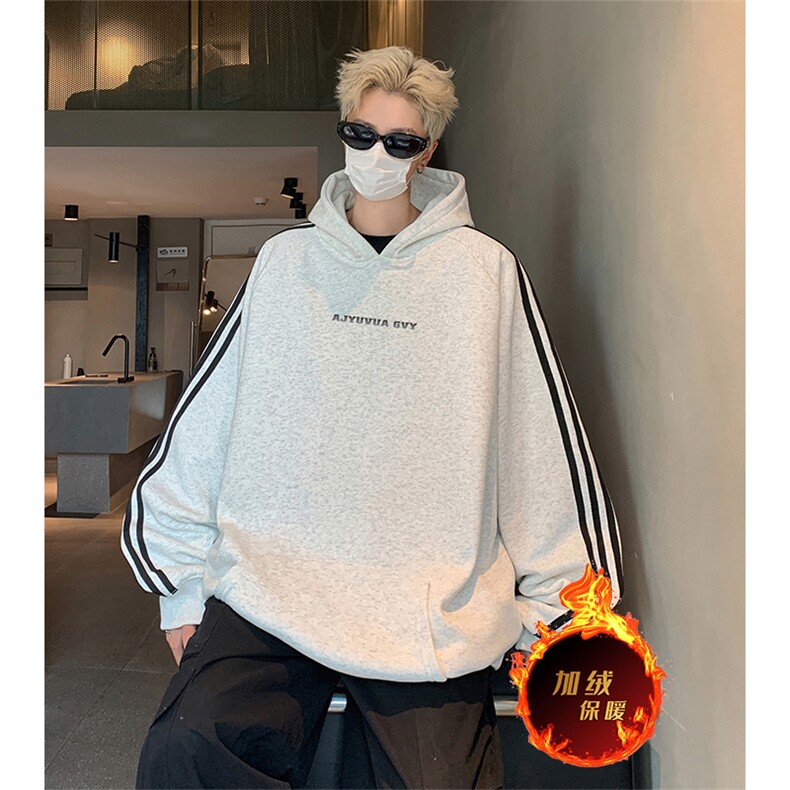 抖音得物供货提供视频秋冬重磅美式宽松织带连帽卫衣0608,男装卫衣,电商A486