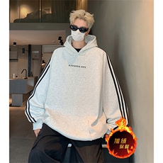 抖音得物供货提供视频秋冬重磅美式宽松织带连帽卫衣0608，男装卫衣，电商A486
