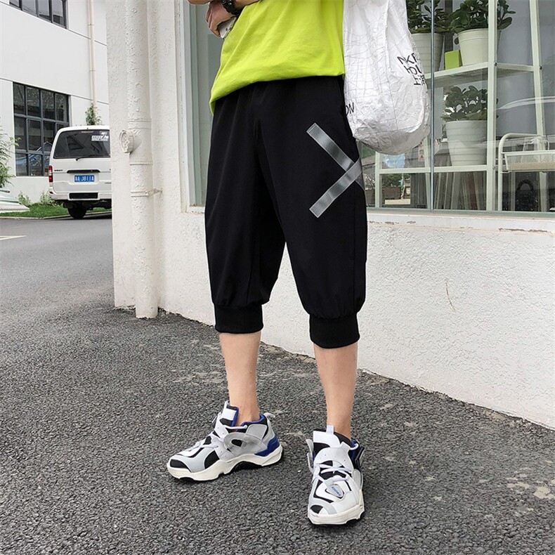 文艺灰色夏季宽松工装裤子日系七分裤A061-K159-P45锦纶90氨纶10,男装休闲裤,电商A061