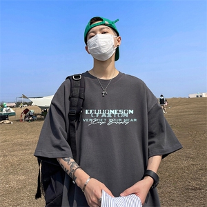 抖音得物二开 现货 220克夏装重磅美式高街宽松短袖t恤 MT273图片