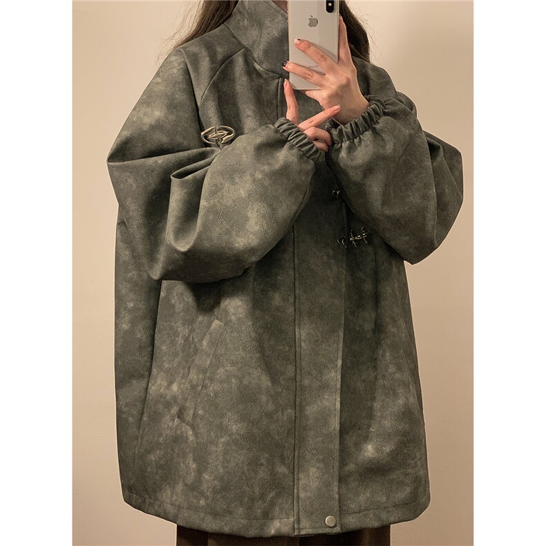 中性风美式复古飞机扣可拆卸胸针PU皮衣夹克男JK77768P105控148，女装皮衣，星座226-2