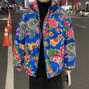 MY203炸街喜庆年货花花姑娘棉袄棉服潮男装大码胖高个棉服外套图片