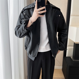 Cleanfit痞帅高街风设计感Pu皮衣潮男外套 W632 P80图片