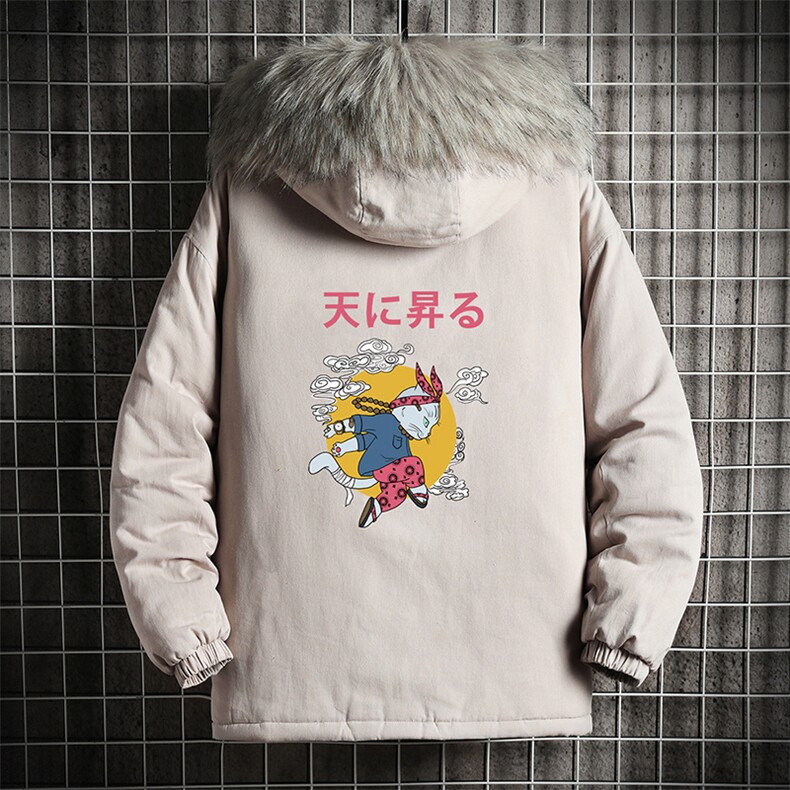 MM48012-P130 冬季大毛领衣男士大码加厚袄男服 网格挂拍图片
