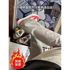 美式灰色直筒加绒男潮牌cIeanfit水洗复古长裤子K7055-1#P45网图，男装卫衣，电商B245