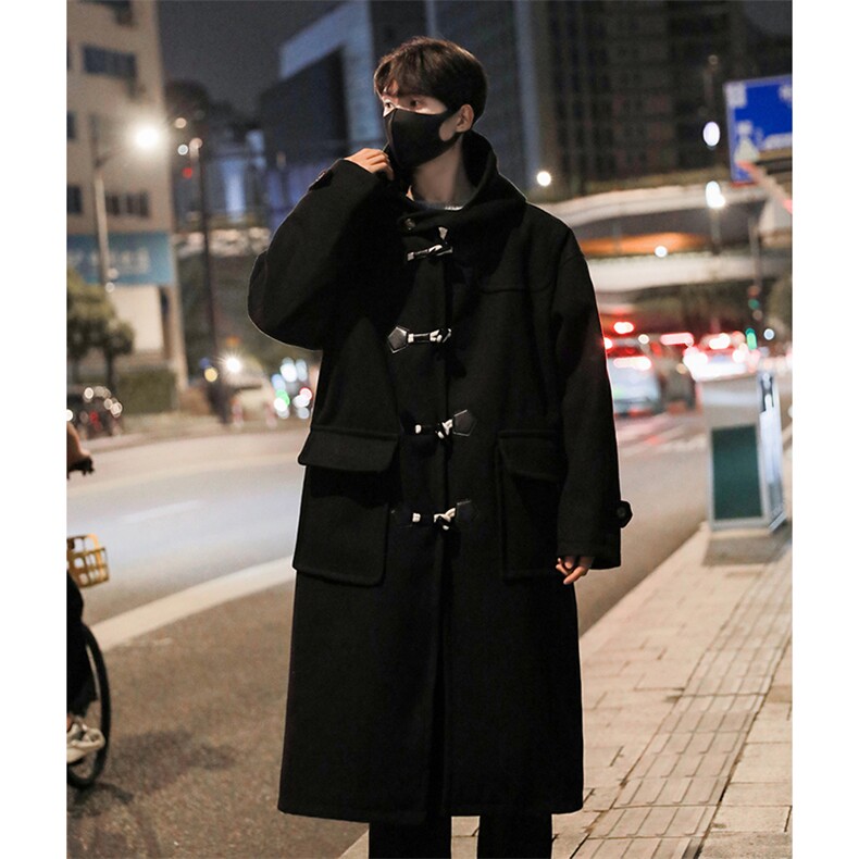 冬装加厚呢大衣外套牛角扣潮牌学院风毛呢大衣风衣男潮YF902-P135，男装风衣，电商B295
