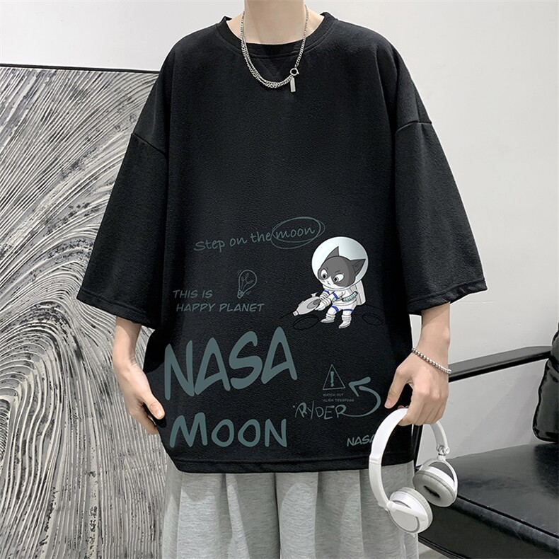 Q11187-P30NASA联名同款春夏季七分袖t恤大码五分袖男短袖中袖,男装T恤,电商A040